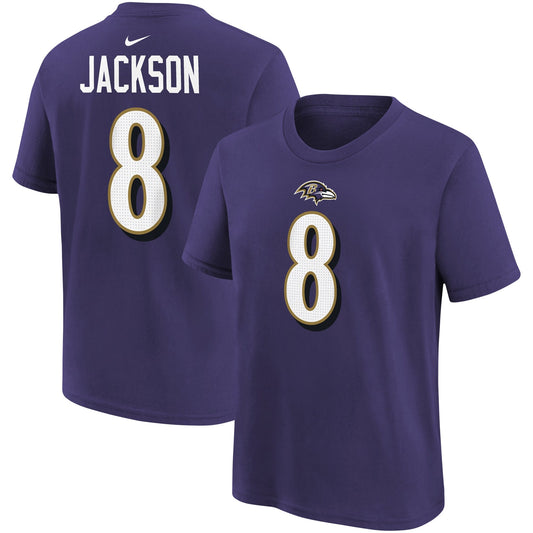 Youth Lamar Jackson Baltimore Ravens Nike Purple Player Pride Name & Number T-Shirt