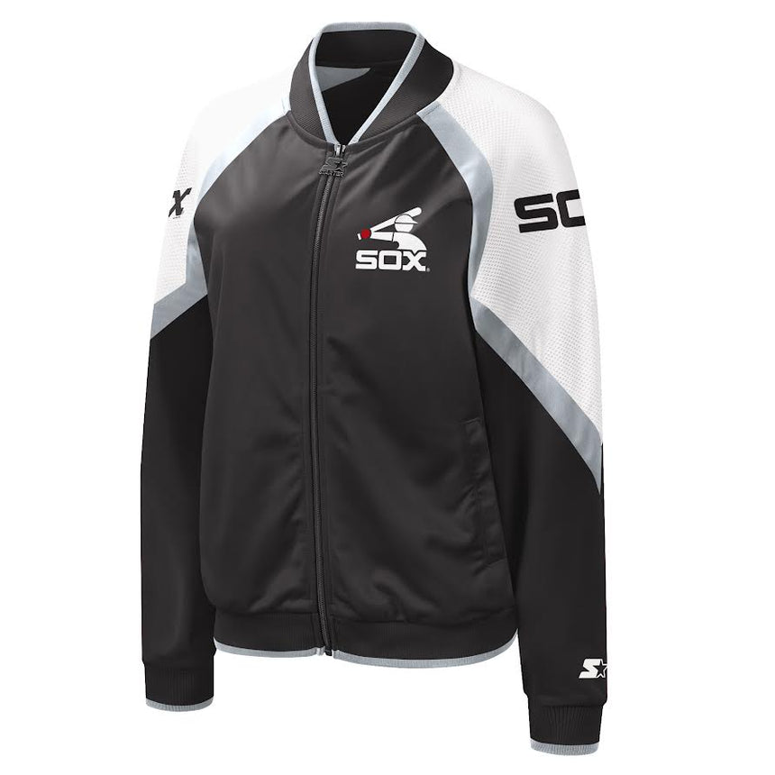 Women's Chicago White Sox Starter Cooperstown Collection Black Batterman Full Zip Track Jacket - Pro Jersey Sports