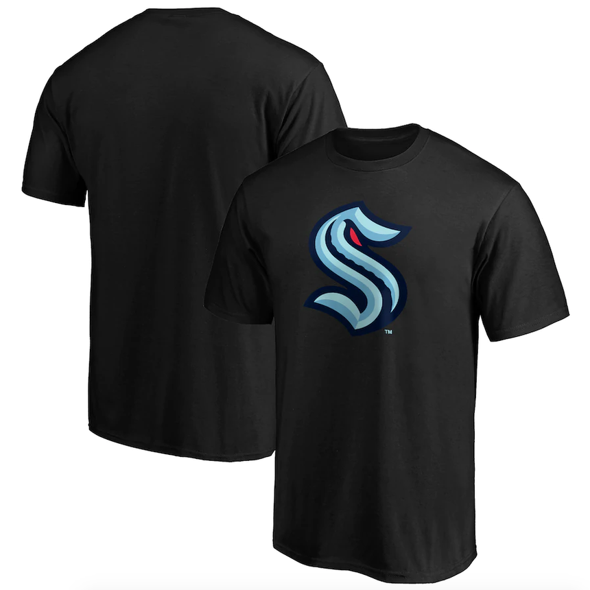 Men's Seattle Kraken Fanatics Branded Black Primary Logo T-Shirt - Pro Jersey Sports