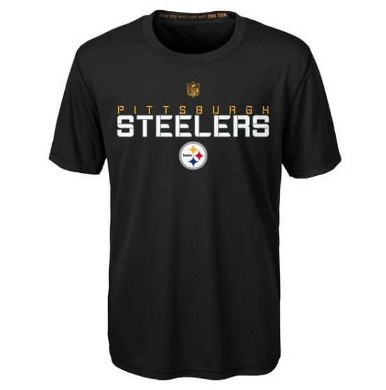 Youth Pittsburgh Steelers Black Magna Maximal DRI TEK T-SHIRT - Pro Jersey Sports