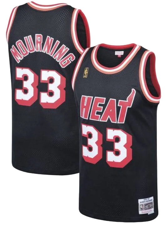 Men's Miami Heat Alonzo Mourning Mitchell & Ness Black 1996-97 Hardwood Classics Swingman Jersey - Pro Jersey Sports