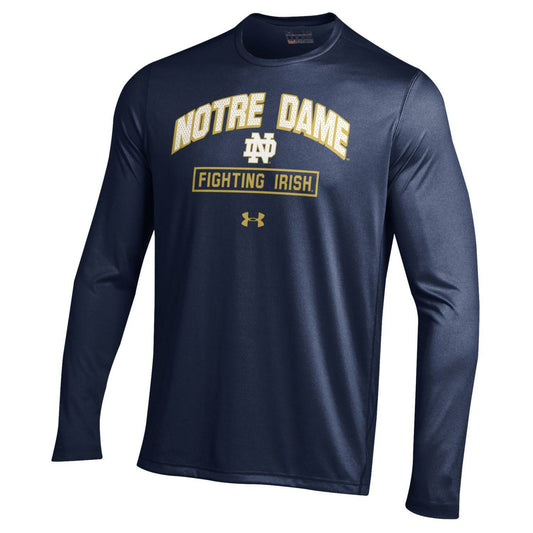 Men's NCAA Notre Dame Fighting Irish Heatgear Navy Long Sleeve Tech Tee - Pro Jersey Sports