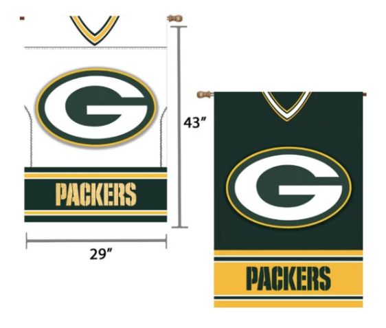 NFL Green Bay Packers 29" x 43" Double‑Sided Jersey Foil House Flag - Pro Jersey Sports