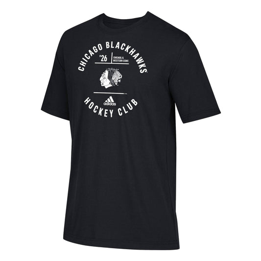 Mens Chicago Blackhawks Hockey Club Premium Adidas Black Tee - Pro Jersey Sports