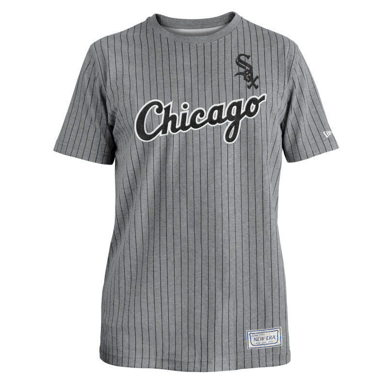 Men's Chicago White Sox Gray Road Logo Pinstripe New Era Tee - Pro Jersey Sports