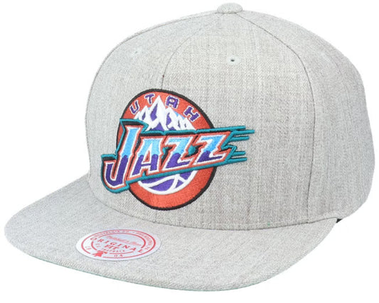 Utah Jazz HWC Gray Heathered 2.0 Mitchell & Ness Snapback Hat - Pro Jersey Sports