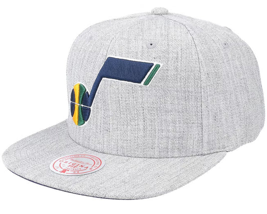 Utah Jazz Gray Heathered 2.0 Mitchell & Ness Snapback Hat - Pro Jersey Sports