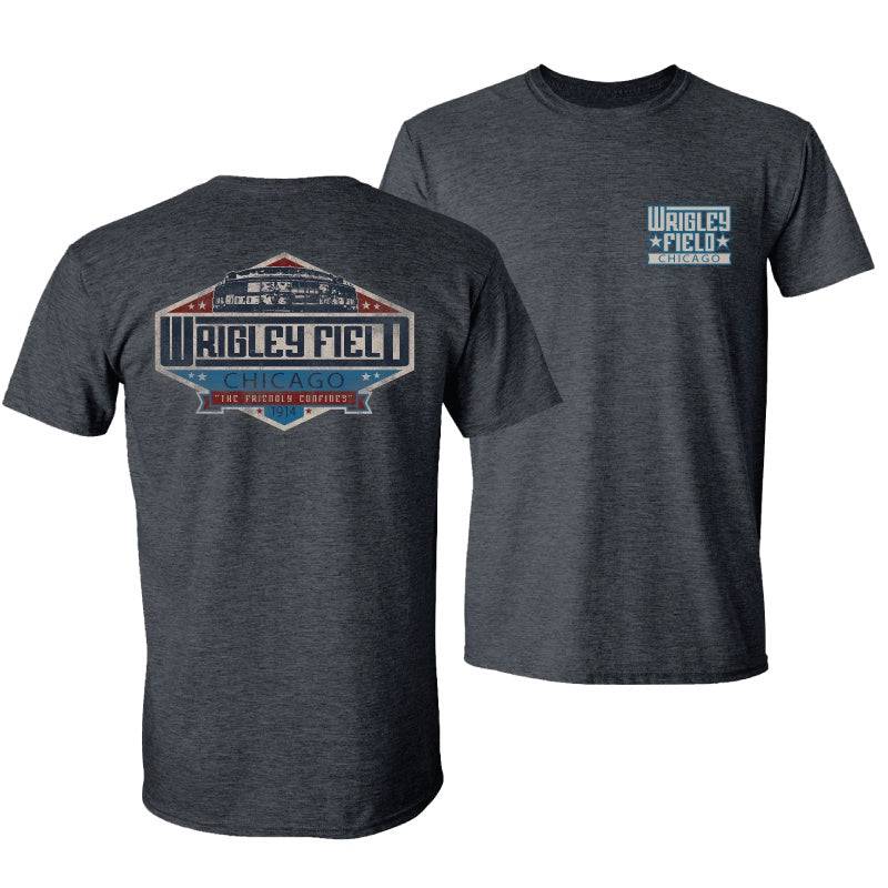 Mens Wrigley Field Chicago Friendly Confines Heather Graphite Tri Blend Tee By Beantown Brand - Pro Jersey Sports