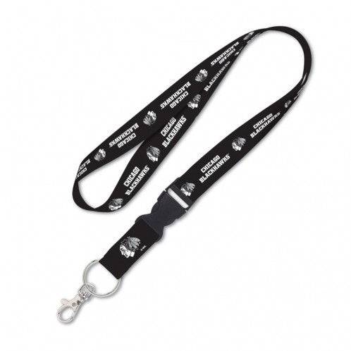 Chicago Blackhawks NHL Black and White 1" Lanyard with Detachable Buckle By Wincraft - Pro Jersey Sports
