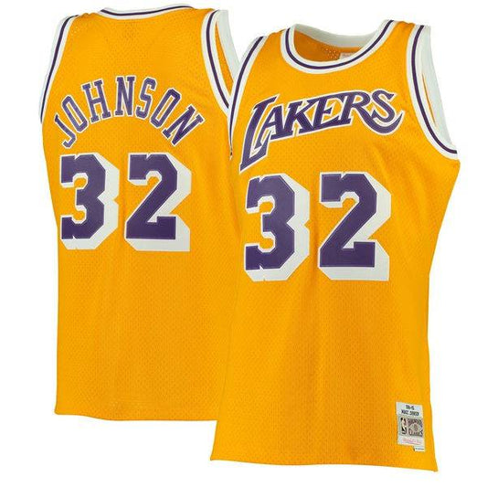 Men's Los Angeles Lakers Magic Johnson Mitchell & Ness Gold 1984-85 Hardwood Classics Swingman Jersey - Pro Jersey Sports