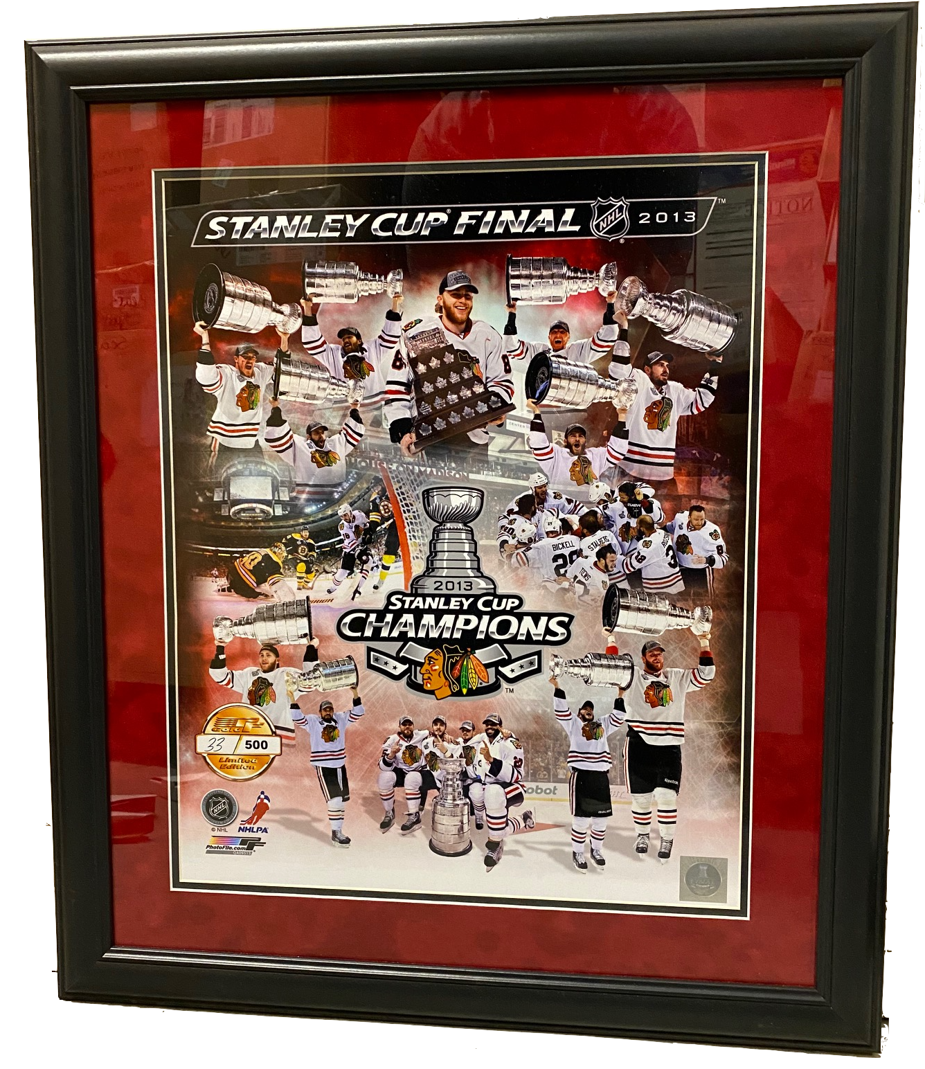 Chicago Blackhawks 2015 Stanley Cup Champions Limited Edition Team Collage 23" x 27" Overall Framed Photo - Pro Jersey Sports