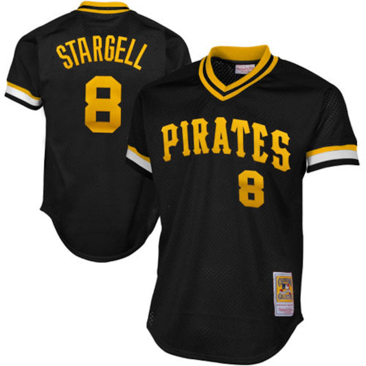 Men's Pittsburgh Pirates Willie Stargell Mitchell & Ness Black 1982 Authentic Cooperstown Collection Mesh Batting Practice Jersey - Pro Jersey Sports