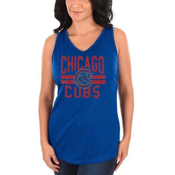 Chicago Cubs Majestic Women's Four Seamer Tank Top - Royal - Pro Jersey Sports