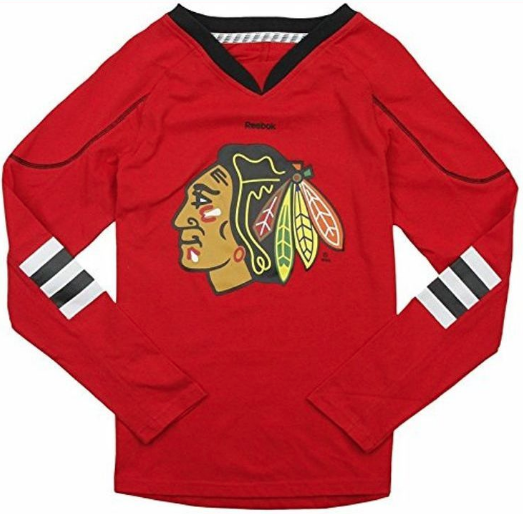 Youth Chicago Blackhawks Faceoff Red Long Sleeve Tee By Reebok - Pro Jersey Sports