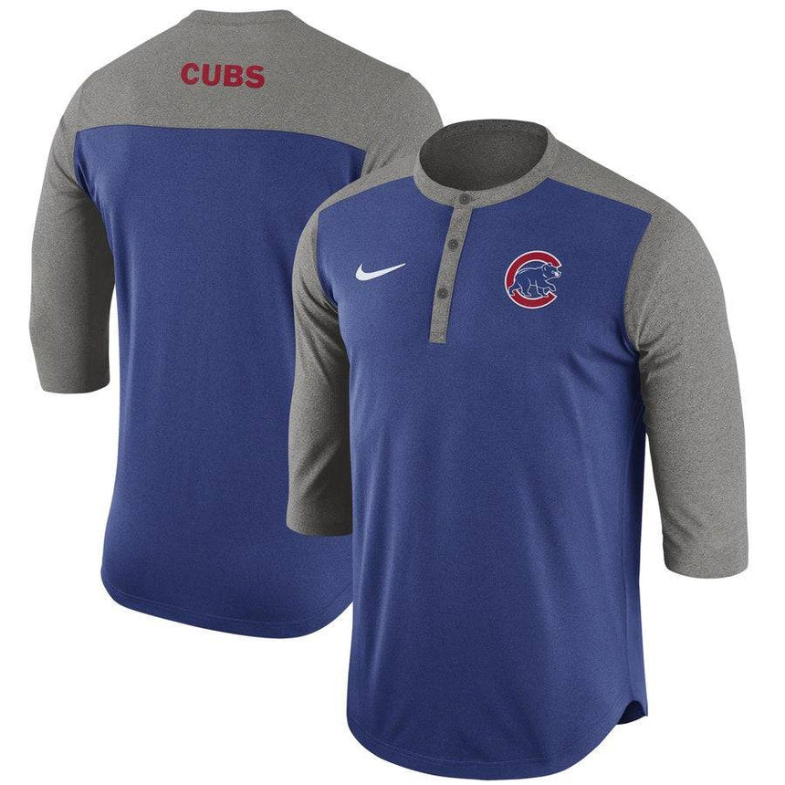 Chicago Cubs Men’s Royal Nike Dri Fit Henley 3/4 Sleeve T-Shirt - Pro Jersey Sports