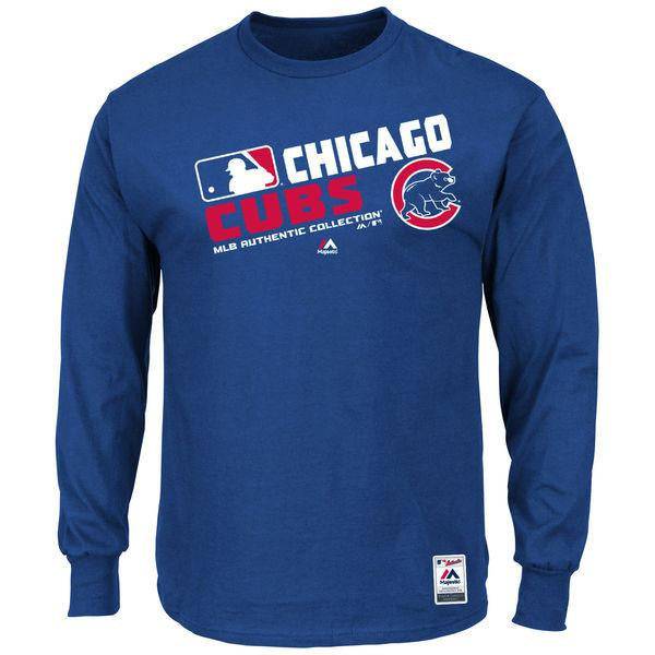 Men's Chicago Cubs Majestic Royal Authentic Collection Team Choice Long Sleeve T-Shirt - Pro Jersey Sports