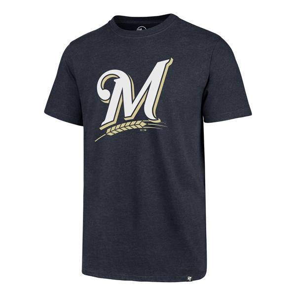 47 Brand Men's MLB Milwaukee Brewers Fall Navy Club Tee - Pro Jersey Sports