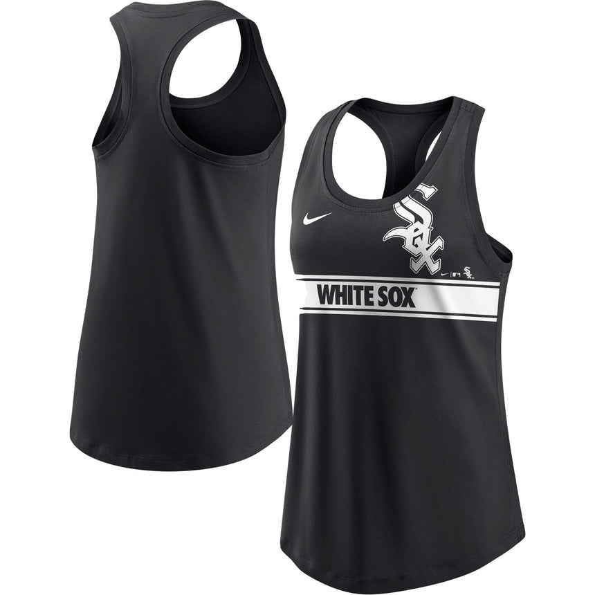 Chicago White Sox Nike Women's Cropped Logo Performance Racerback Tank Top - Black - Pro Jersey Sports
