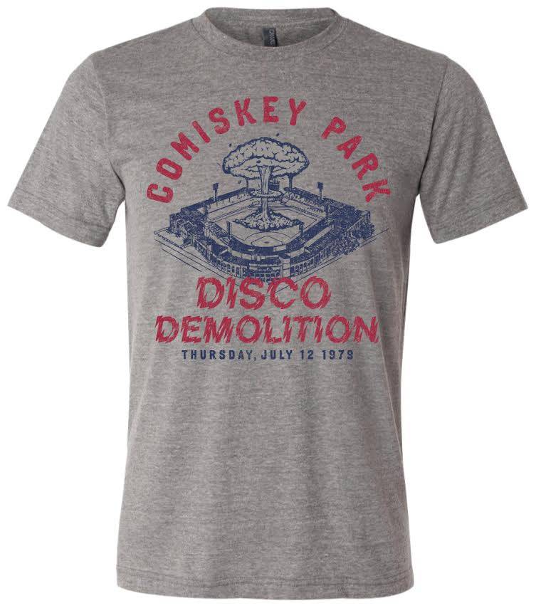Men's Adult Comiskey Park Disco Demolition Gray Tri-Blend Short Sleeve Tee - Pro Jersey Sports