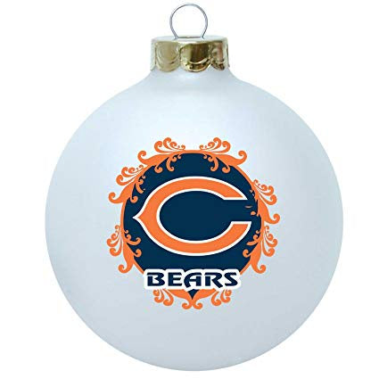 Chicago Bears Large Festive Glass Ornament White - Pro Jersey Sports