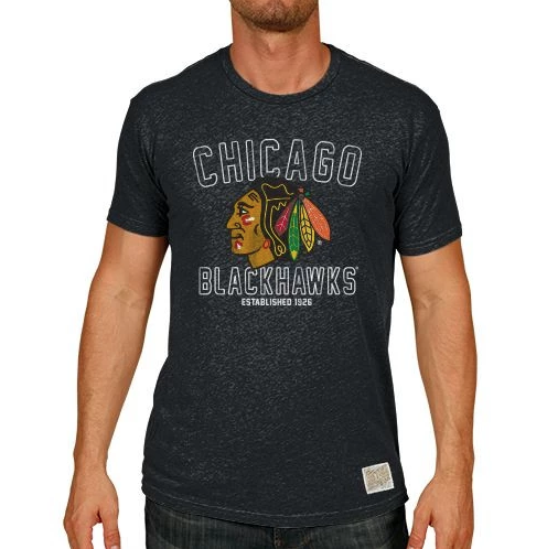 Men's Chicago Blackhawks Charcoal Established Short Sleeve Tee - Pro Jersey Sports