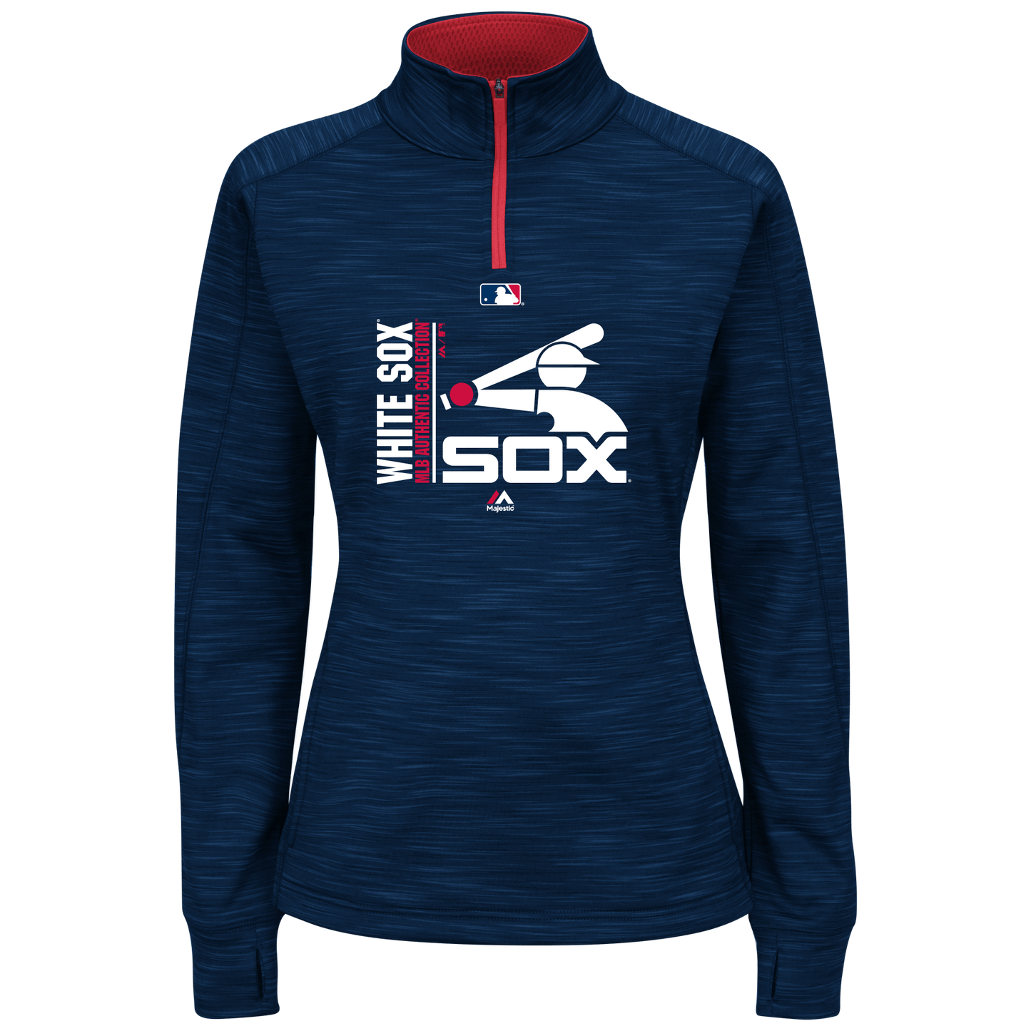 Women's Chicago White Sox Majestic MLB Navy On-Field Icon 1/4 Zip Sweatshirt - Pro Jersey Sports