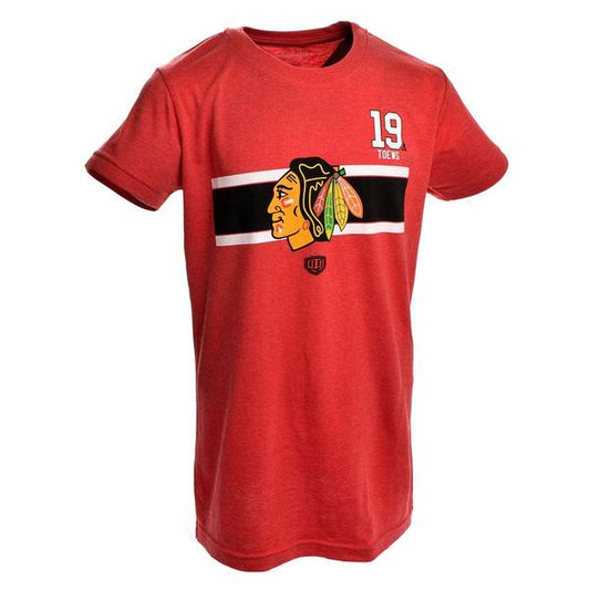 Women's Chicago Blackhawks Jonathan Toews Stripes Player T-Shirt - Pro Jersey Sports