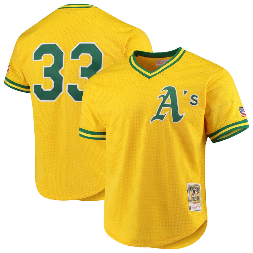Mitchell & Ness Oakland Athletics Jose Canseco 1990 Cooperstown Collection Authentic Practice Jersey - Yellow - Pro Jersey Sports