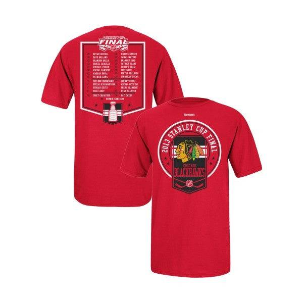 Reebok Men's Chicago Blackhawks 2013 NHL Stanley Cup Finals Roster Red T-Shirt - Pro Jersey Sports