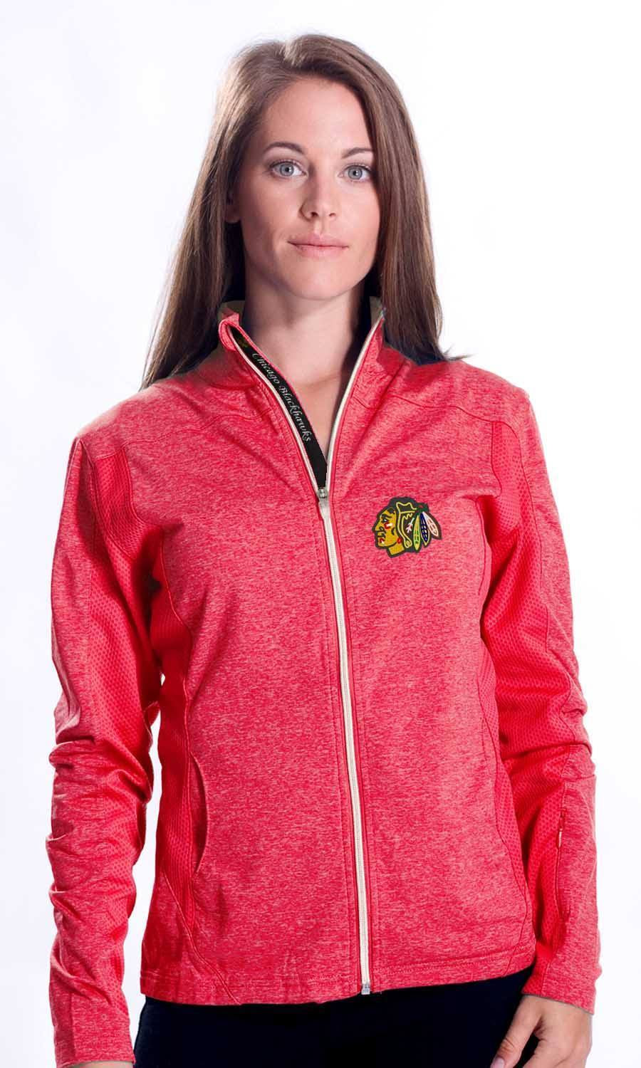 Women's Chicago Blackhawks Levelwear Aurora Script Full Zip Jacket-Red - Pro Jersey Sports