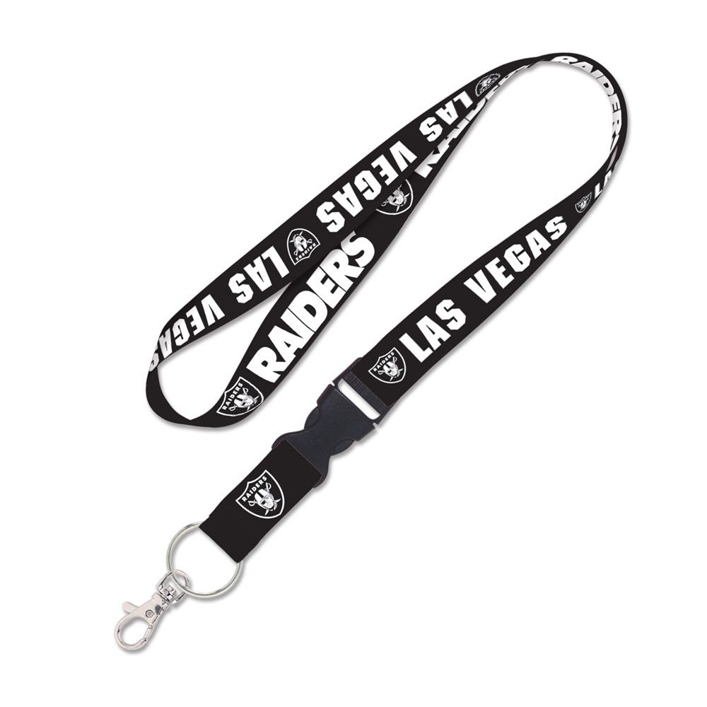 Las Vegas Raiders Black 1" Lanyard with Detachable Buckle - Pro Jersey Sports