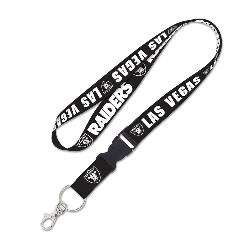 Las Vegas Raiders Black 1" Lanyard with Detachable Buckle - Pro Jersey Sports