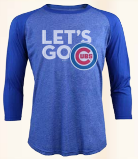Men's Chicago Cubs Lets Go 3/4 Sleeve Triblend Raglan Tee By Majestic Threads