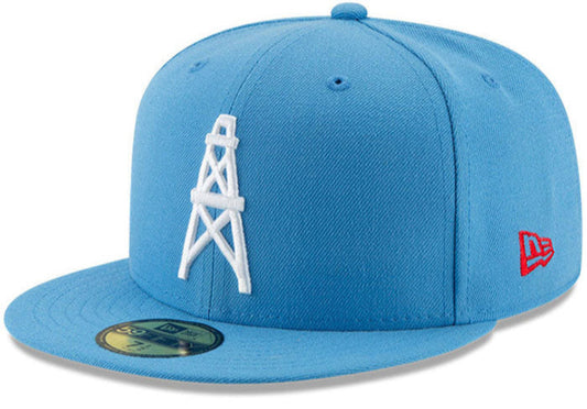 Mens Houston Oilers New Era Light Blue Retro 59FIFTY Fitted Hat - Pro Jersey Sports