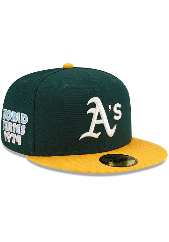 Oakland Athletics Green Classic 1974 World Series Pop Sweat New Era 59Fifty Fitted Hat - Pro Jersey Sports