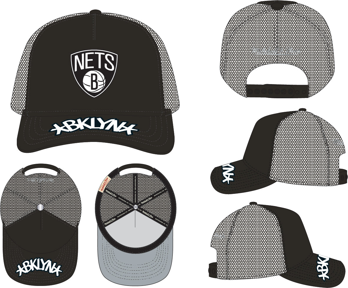 Mens Brooklyn Nets NBA Puff The Magic Trucker Mitchell & Ness Snapback Hat - Pro Jersey Sports