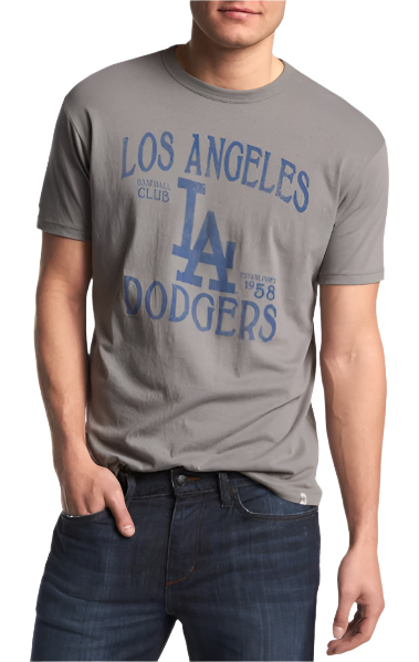'47 Brand Men's Los Angeles Dodgers Wolf Gray Flanker Tee - Pro Jersey Sports