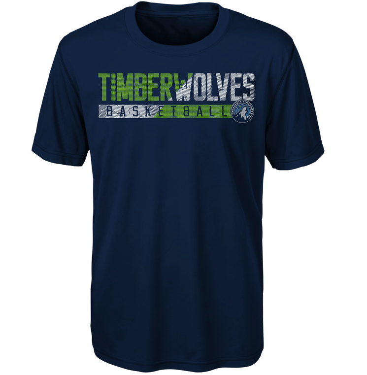 Youth Minnesota Timberwolves Dri Tek Navy Performance Tee - Pro Jersey Sports