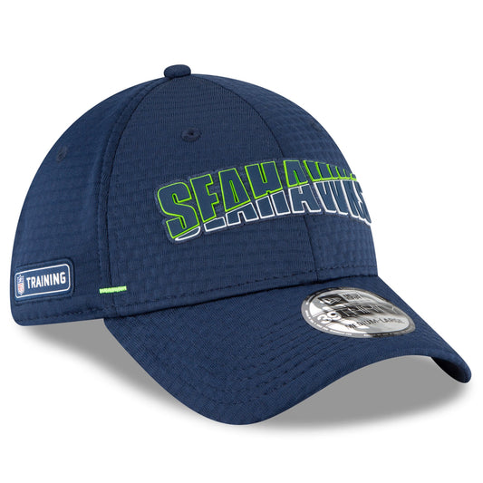 Men's Seattle Seahawks New Era Navy 2020 NFL Summer Sideline Official 39THIRTY Flex Hat