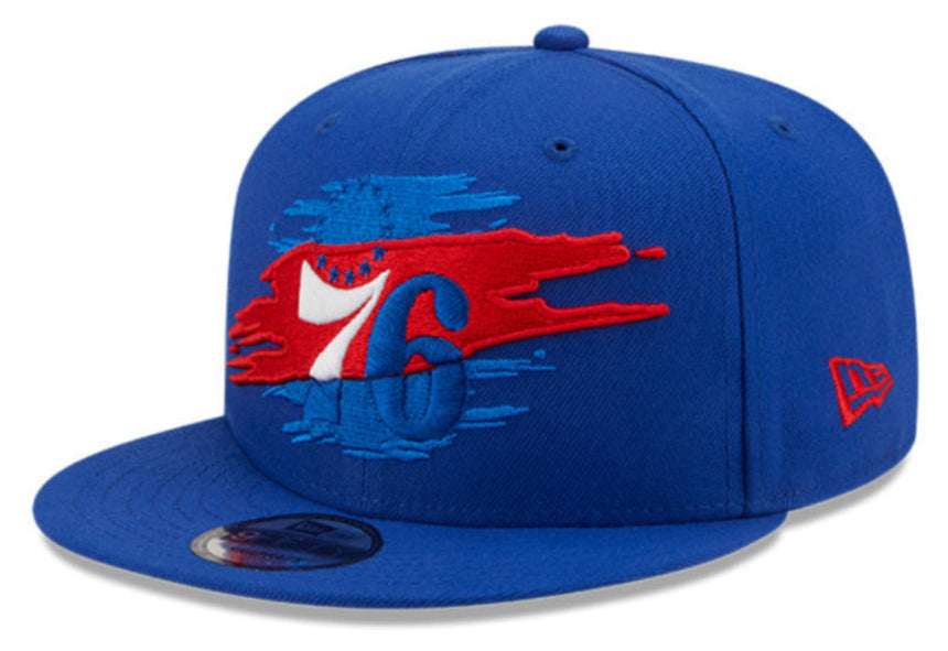 Philadelphia 76ers Logo Tear Blue New Era 9FIFTY Snapback Hat - Pro Jersey Sports