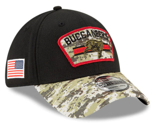 Men's Tampa Bay Buccaneers New Era Black 2021 Salute to Service Primary Logo 39THIRTY Flex Hat - Pro Jersey Sports