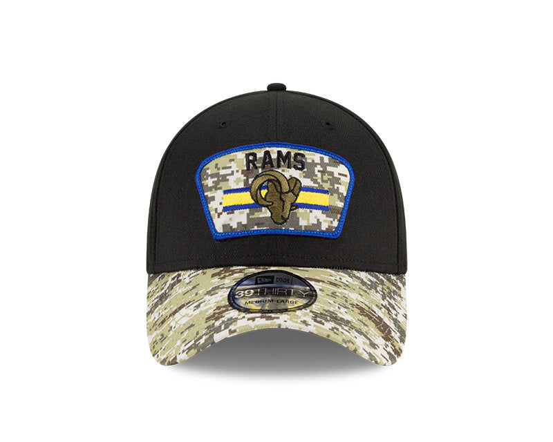 Men's Los Angeles Rams New Era Black 2021 Salute to Service Primary Logo 39THIRTY Flex Hat