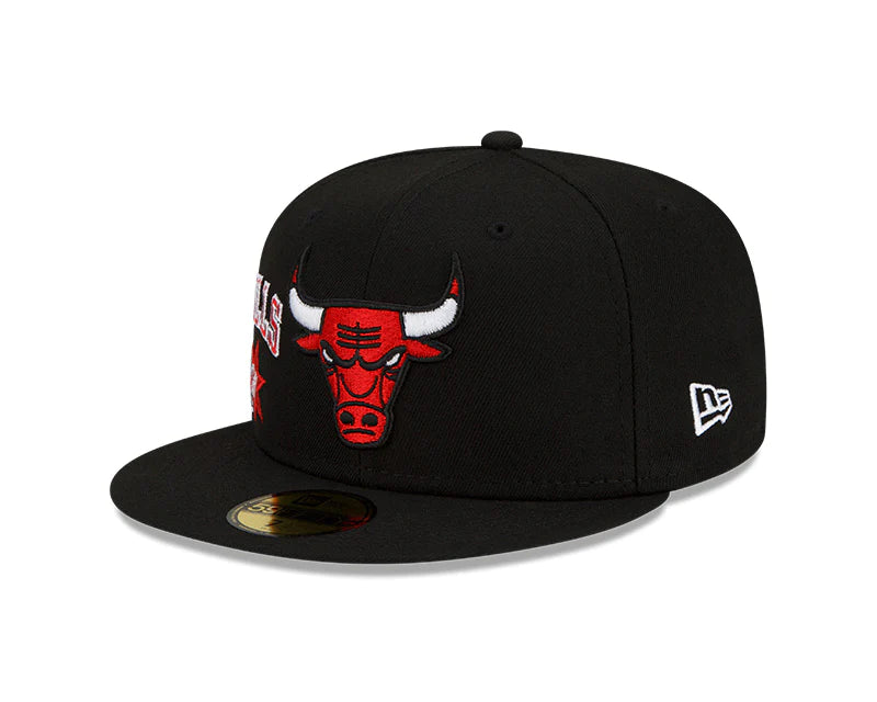 Chicago Bulls New Era Black Windy City Cluster 59FIFTY Fitted Hat