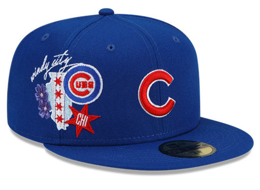 Chicago Cubs New Era Q4 Blue Windy City 59FIFTY Fitted Hat - Pro Jersey Sports