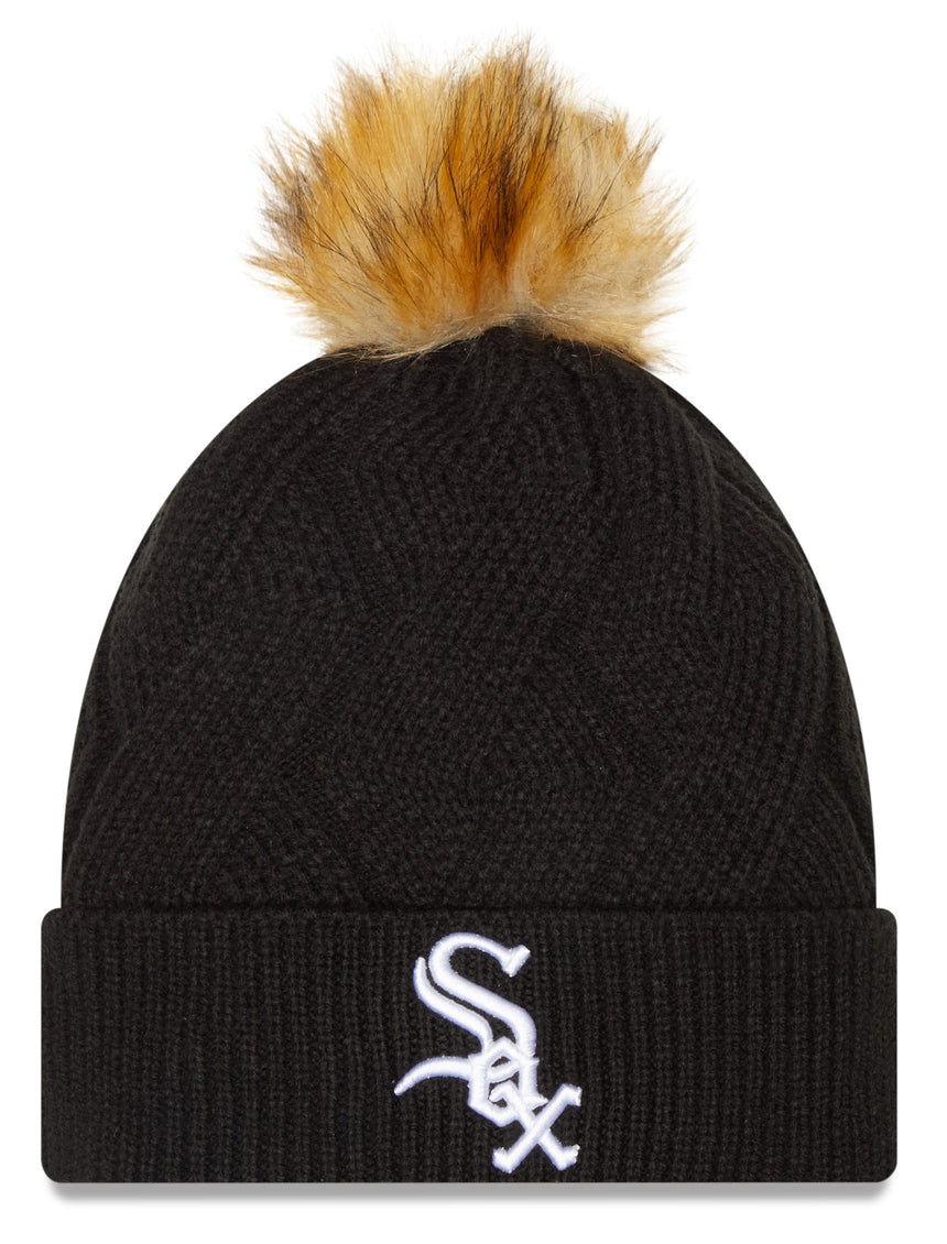 Women's Chicago White Sox New Era Black Snowy Cuffed Knit Hat with Pom - Pro Jersey Sports