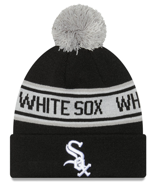 Youth Chicago White Sox New Era Junior Repeat Black Cuffed Pom Knit Hat - Pro Jersey Sports