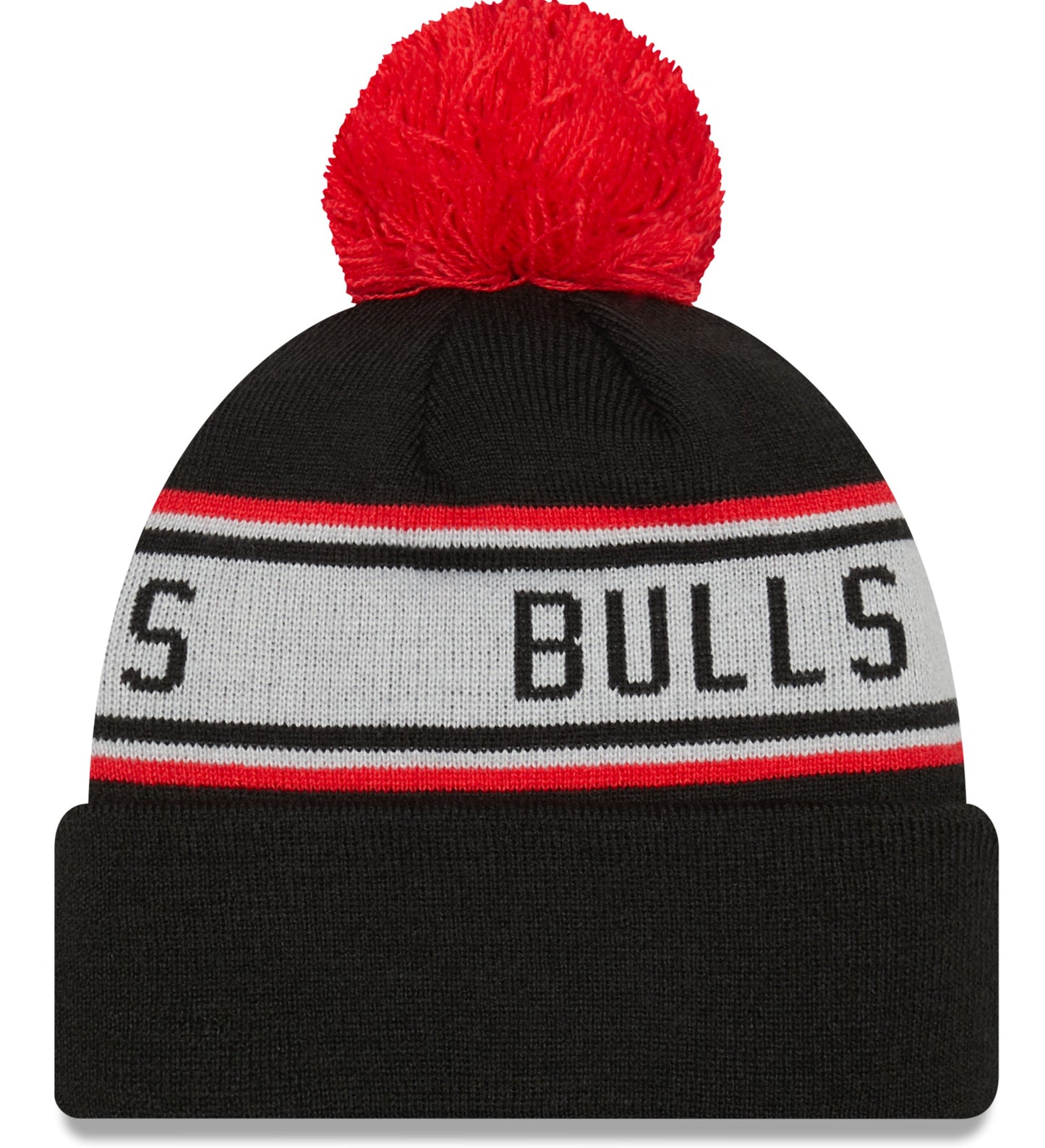 Chicago Bulls New Era Black Repeat Cuffed Pom Knit Hat - Pro Jersey Sports