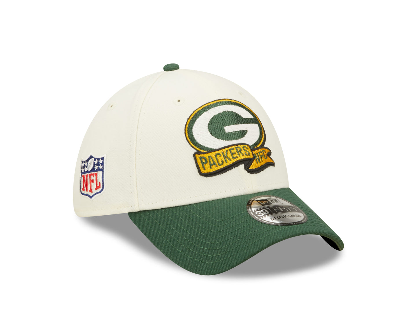 Men's Green Bay Packers New Era Cream/Green 2022 Sideline 39THIRTY Flex Hat - Pro Jersey Sports