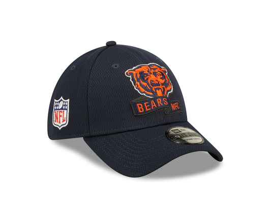Men's Chicago Bears Mascot Logo New Era Navy 2022 Sideline Coaches 39THIRTY Flex Hat