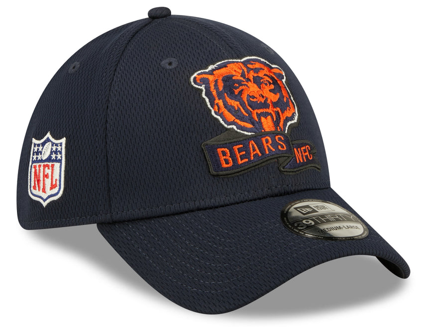Men's Chicago Bears Mascot Logo New Era Navy 2022 Sideline Coaches 39THIRTY Flex Hat - Pro Jersey Sports